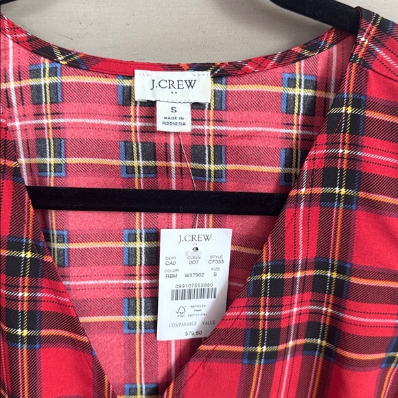 NWT J. Crew Factory Red and Black Plaid Tartan Sleeveless Blouse Small - Picture 3 of 4